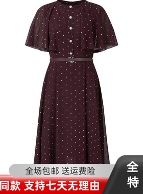 珂莱商城同款2025夏新款通勤复古波点连衣裙 KF12273A8 KF12244W0