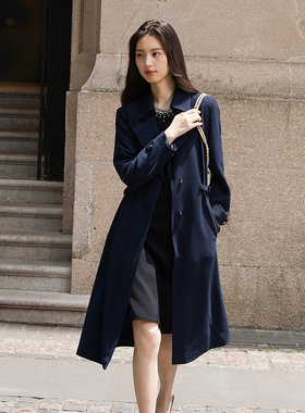 珂莱商场同款25冬新经典复合纱四面弹风衣外套女单排扣 KJ00824Q7