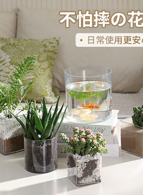 加厚多肉花盆绿植水培摆件正方形