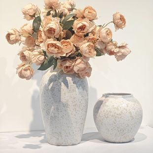 新中式陶瓷花瓶摆件侘寂风插花装饰高级感客厅插花鲜花干花插花瓶