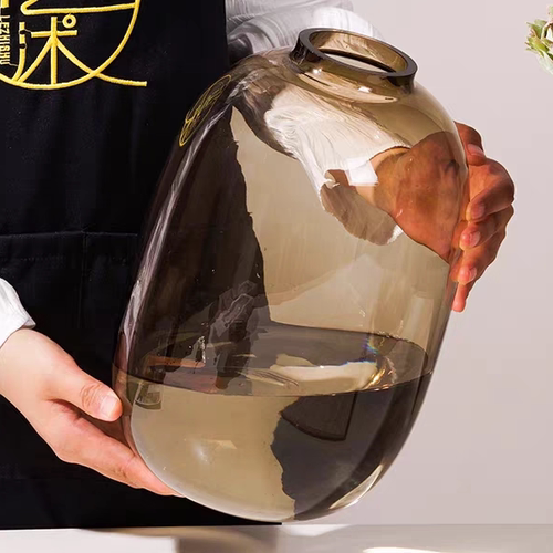 新年家居装饰ins风轻奢简约玻璃花瓶现代客厅北欧大号插花摆件