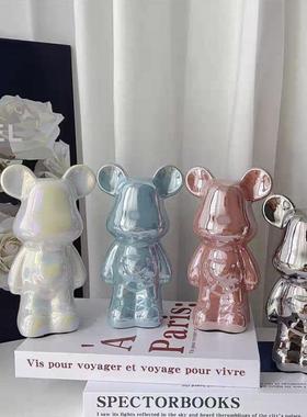 轻奢暴力熊摆件高档陶瓷客厅玄关电视柜酒柜存钱罐家居装饰品送礼