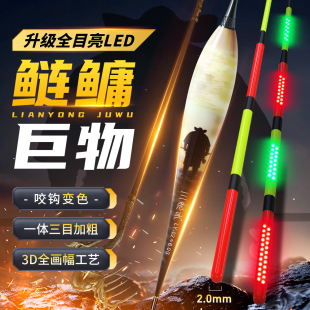 三老头天蓬LED鲢鳙大物夜光漂日夜两用加粗醒目电子变色行程鱼漂