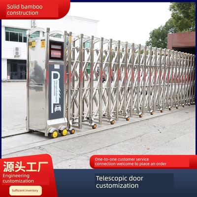 不锈钢伸缩门电动大门铝合金门工厂小区商场推拉门学校自动封板门