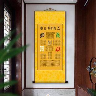 五岳真形图挂画卷轴画玄关客厅卧室招财旺宅平衡五行补角镇宅装饰