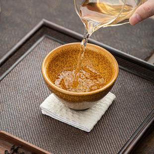 茶杯主人杯单杯子复古粗陶瓷功夫茶具品茗杯 创意黄金家用大号日式