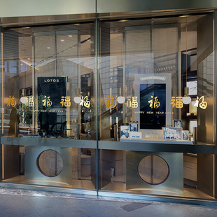 新年福字文字腰线门贴店商铺公司防撞条装饰阳台推拉玻璃门贴纸