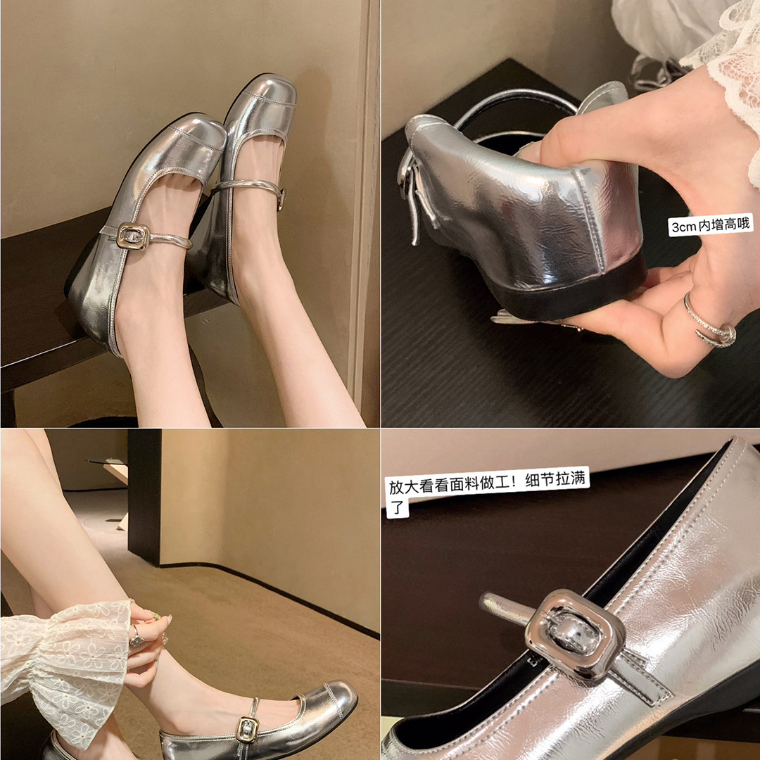 超软法式方扣平底芭蕾鞋女玛丽珍时尚休闲鞋
