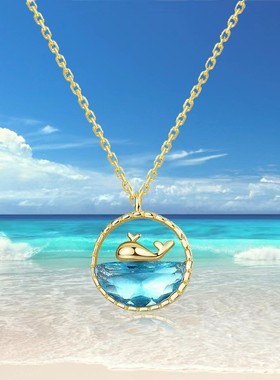 【鲸生有你】氛围感蓝色大海鲸鱼项链时尚百搭毛衣链轻奢颈链饰品