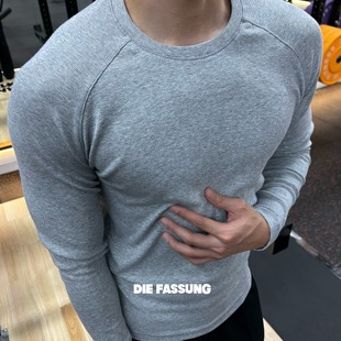 DieFassung运动健身螺纹长袖修身显壮纯色打底衫日常通勤百搭上衣