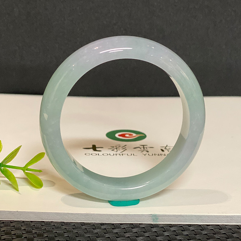 七彩云南缅甸A货天然翡翠冰种浅紫色翡翠手镯一物一证支持复检