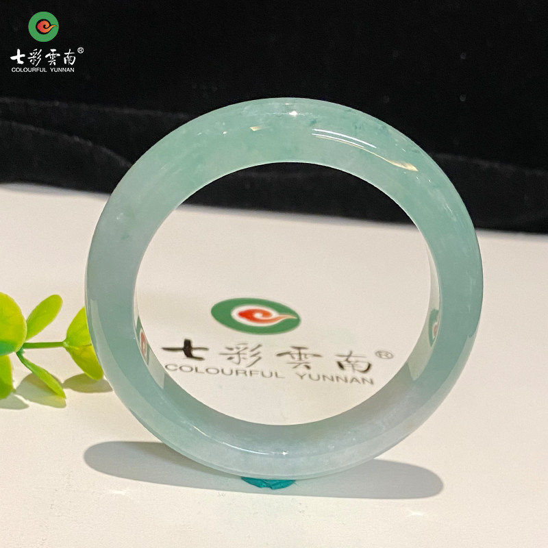 七彩云南缅甸A货天然翡翠带证书飘绿花翡翠手镯一物一证支持复检