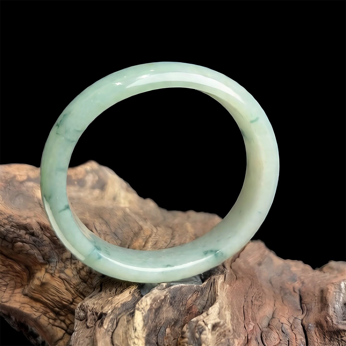 【年货节】七彩云南缅甸A货天然翡翠晴水底飘蓝花贵妃翡翠手镯