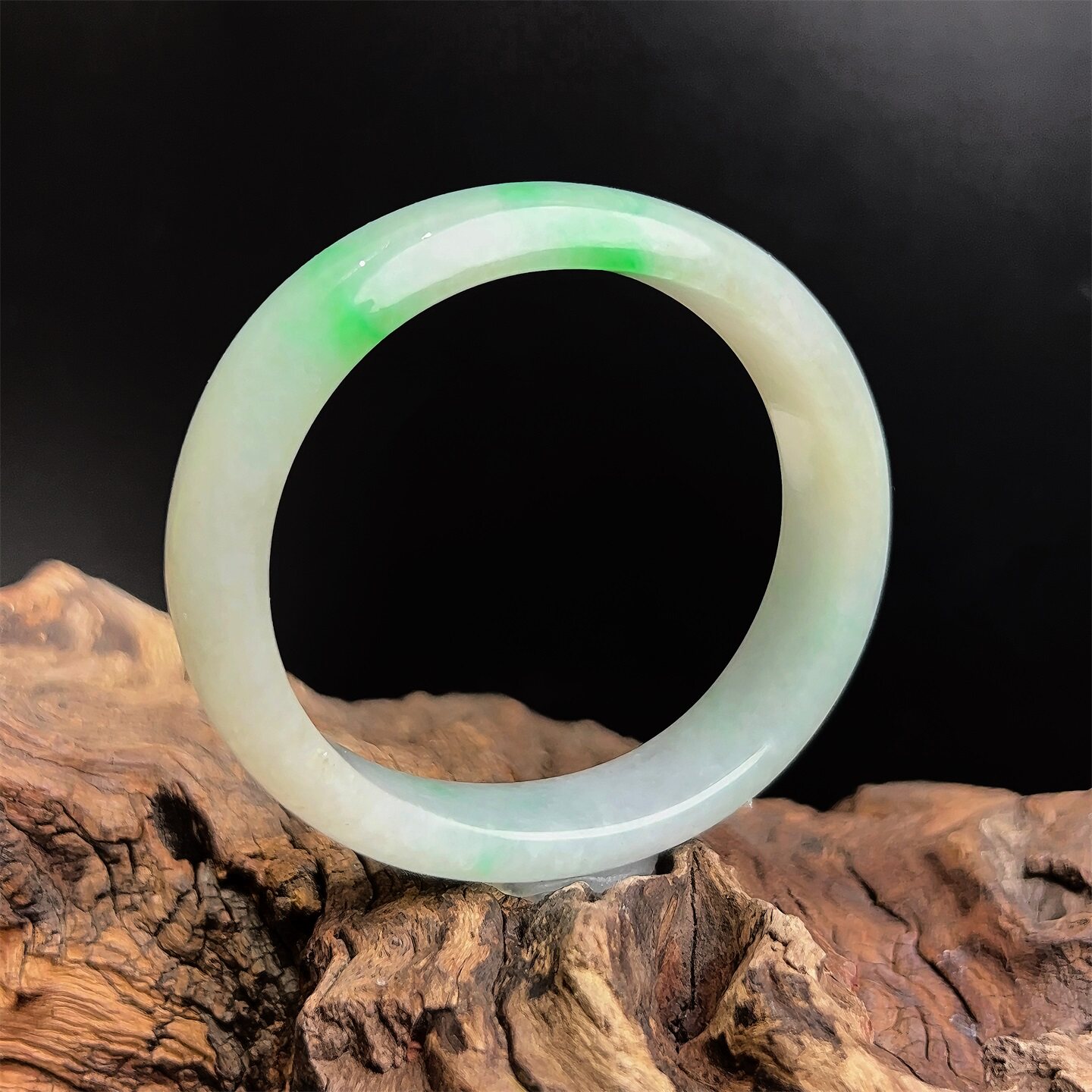 【元旦献礼】七彩云南缅甸A货天然翡翠糯冰种冰阳绿贵妃翡翠手镯