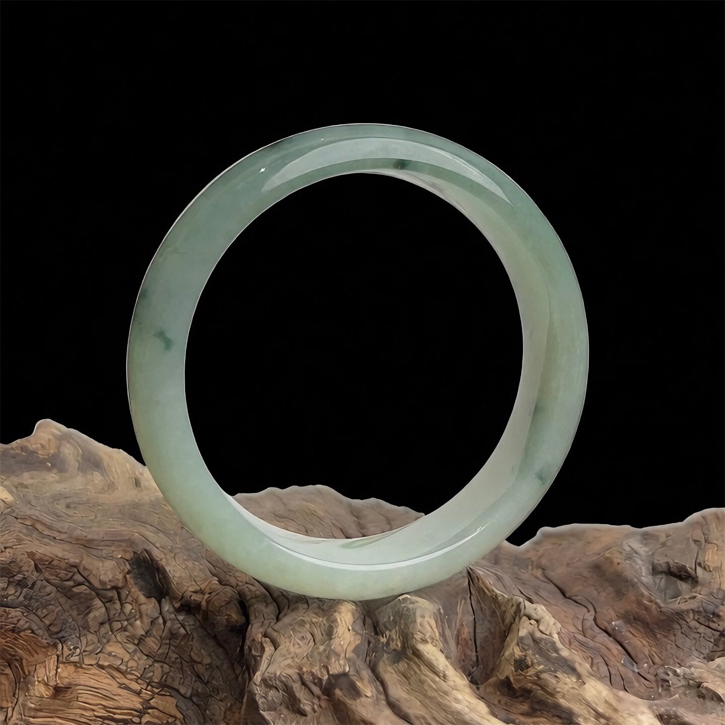 【年货节】七彩云南缅甸A货天然翡翠糯冰种墨绿飘花翡翠手镯