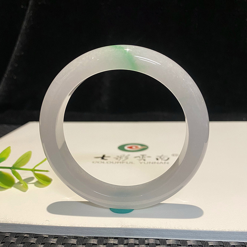 七彩云南缅甸A货天然翡翠带证书飘绿花翡翠手镯一物一证支持复检