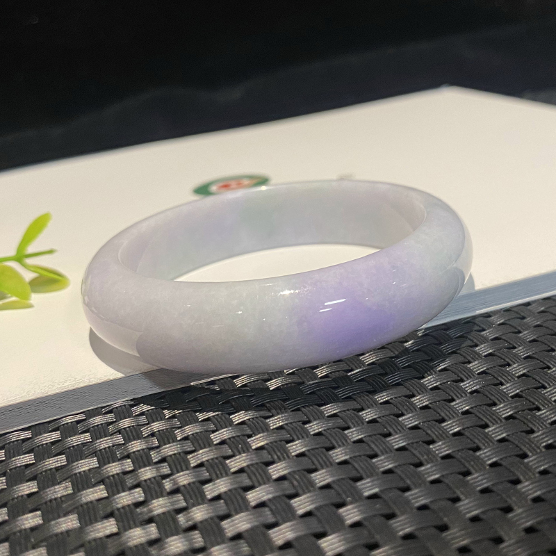 七彩云南缅甸A货天然翡翠带证书紫色翡翠手镯一物一证支持复检