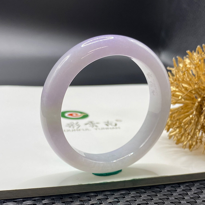 七彩云南缅甸A货天然翡翠冰种紫色翡翠手镯一物一证支持复检