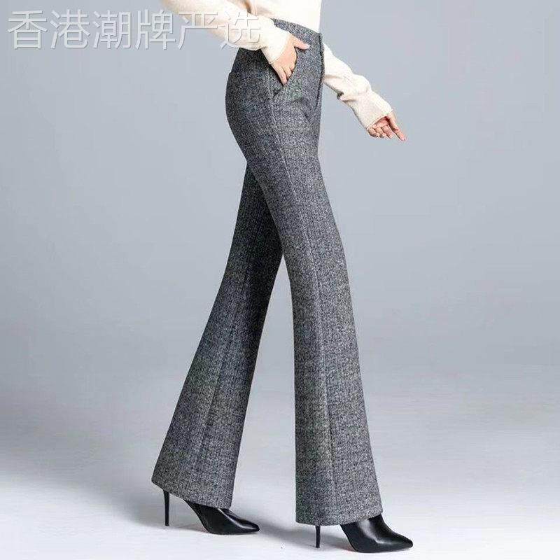 毛呢微喇裤女2025秋冬季新款高腰显瘦西装裤加厚垂感休闲喇叭长裤