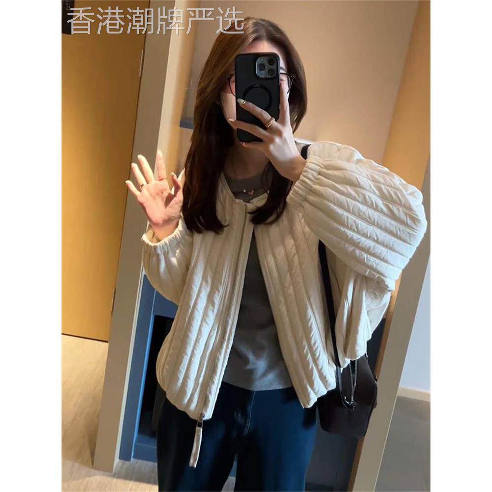 米白色轻薄棉服外套女士秋冬2025新款爆款时尚宽松休闲棒球服上衣