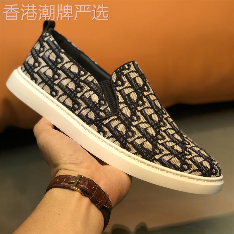 Super奢华夏季透气套脚布鞋男鞋潮流乐福鞋男一脚蹬真皮休闲鞋子