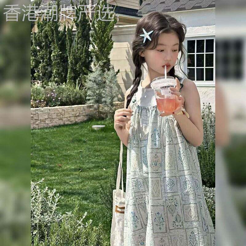 法国BADNUT女童无袖洋装夏季2026新款小女孩波西米亚吊带长裙子