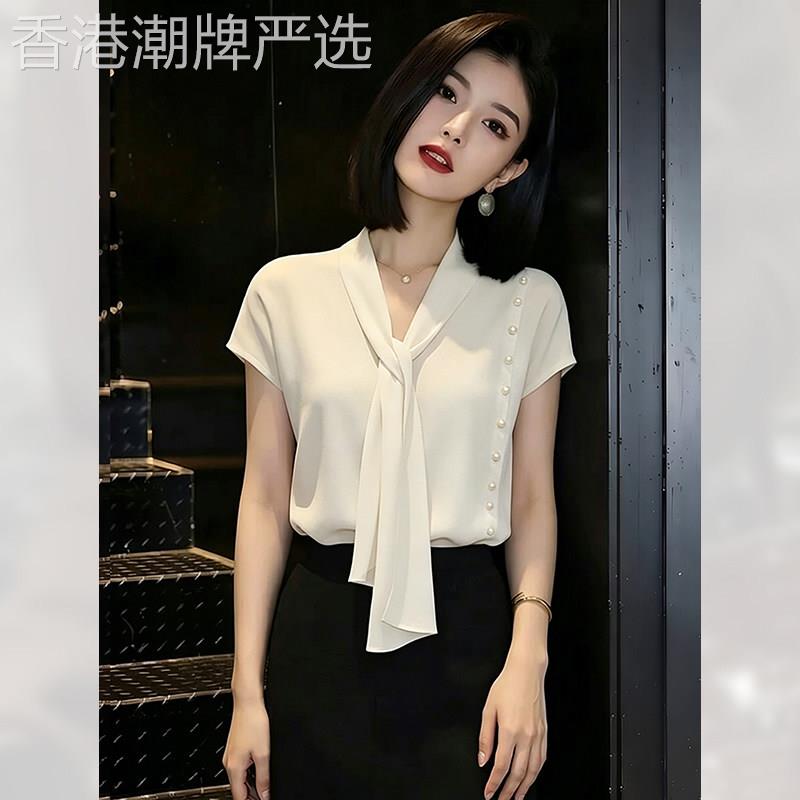 小众设计感短袖衬衫飘带女装夏季2026年新款绝美小衫上衣独特干练