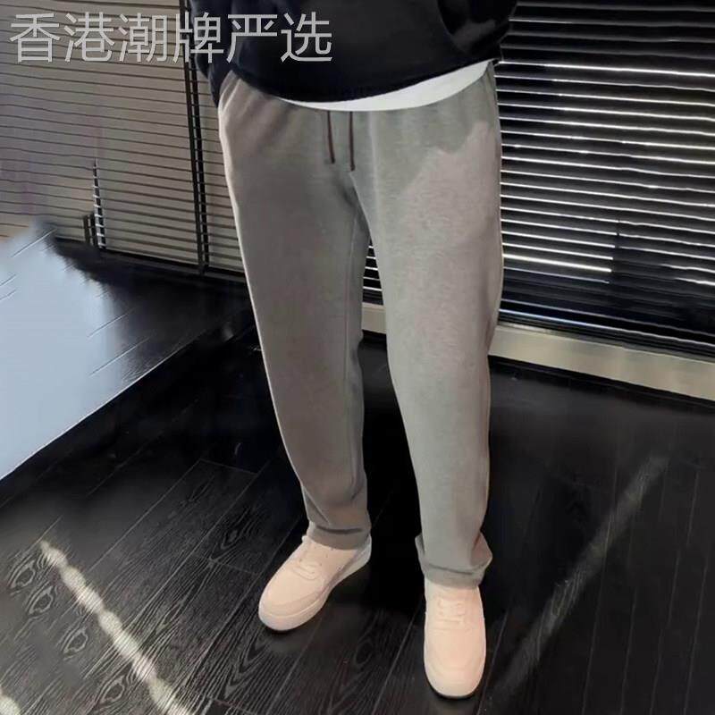 MK浅灰色弹力休闲裤男春秋季2025新款高级感直筒百搭男士长裤子潮
