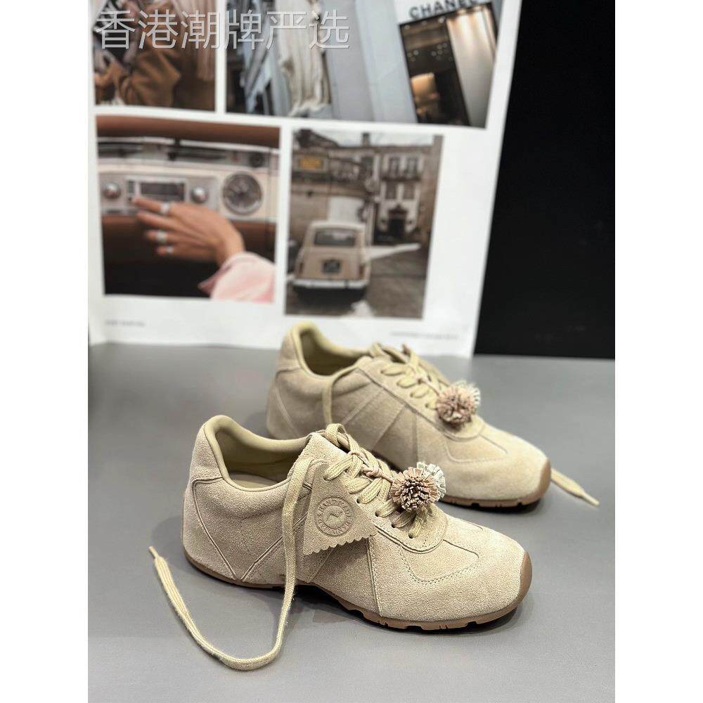 轻奢真皮德训鞋女2025秋季新款4CM内增高户外徒步休闲运动阿甘鞋