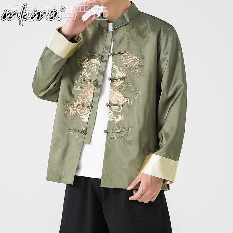 潮牌春秋新款国风复古刺绣唐装男新中式潮流外套宽松立领休闲夹克