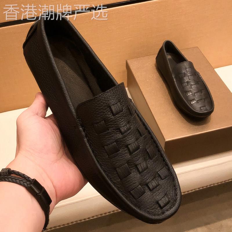 !走出舒适~高端真皮豆豆鞋男夏季手工编织一脚蹬懒人休闲男软底