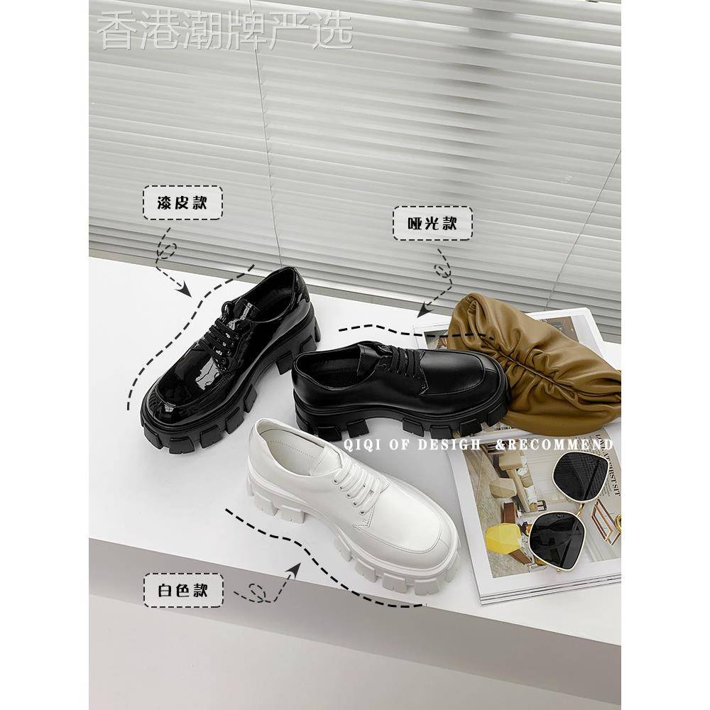 香港刘雯女士同款厚底小皮鞋增加身高2025春季新款英伦风真漆皮乐