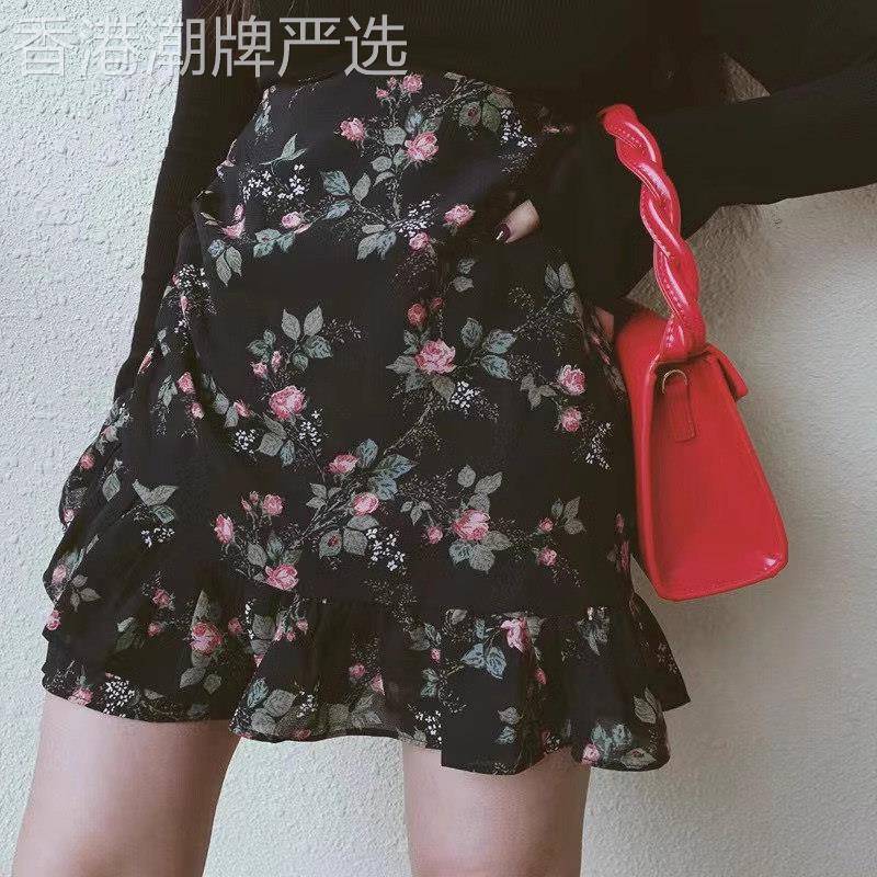碎花雪纺半身裙女夏季2026新款薄高腰a字大尺码显瘦小个子包臀短