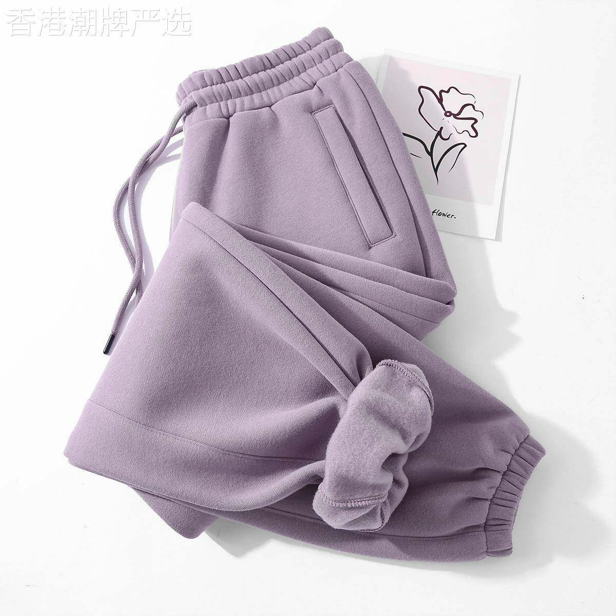 MAROLIO~高端重磅加绒束脚卫裤男女秋冬季加厚宽松情侣运动休闲裤