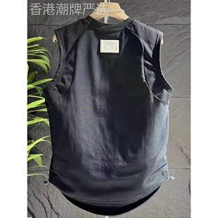 高端弧形下摆无袖T恤男士背心2025新款潮牌运动坎肩小衫夏季男款