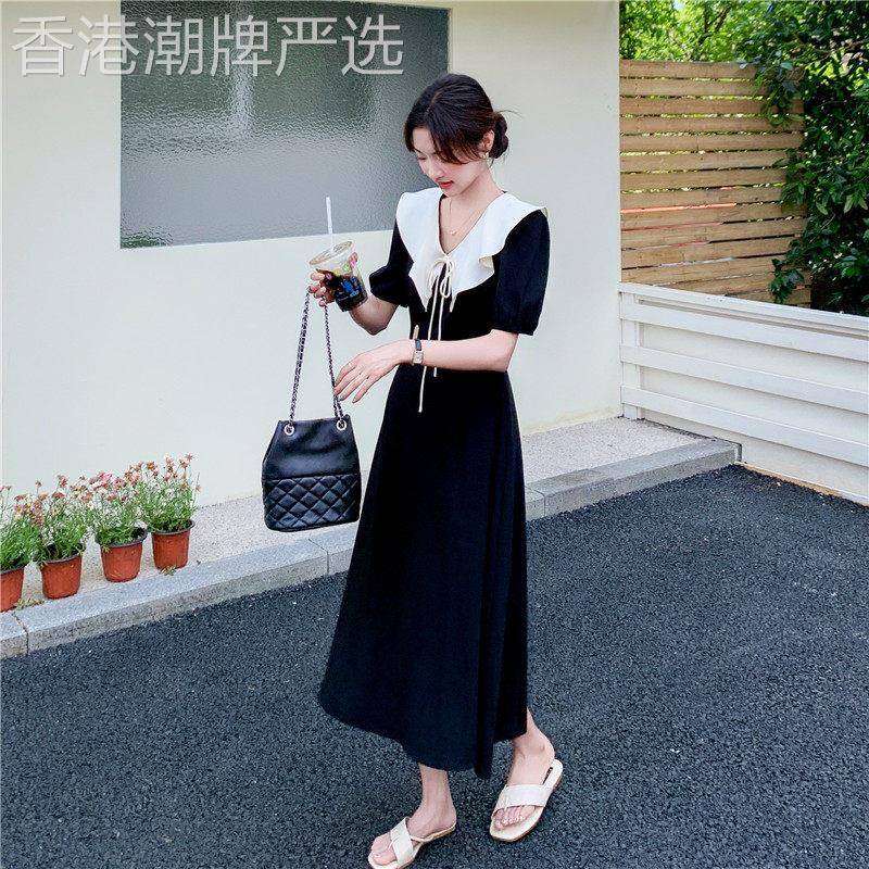 娃娃领黑色赫本风法式洋装女2026夏季新款气质显瘦高级感小黑裙
