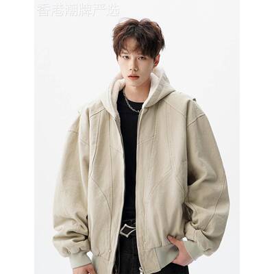 it neith BIAS潮牌重磅加厚夹克棉服男款痞帅高级感廓形连帽外套