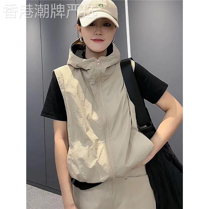百搭宽松马甲女春夏季防晒衣外套休闲运动背心户外冲锋衣马夹薄款图片