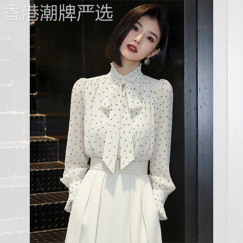 波点设计感法式雪纺衬衫2026春夏新款女漂亮绝美独特衬衣百搭上衣