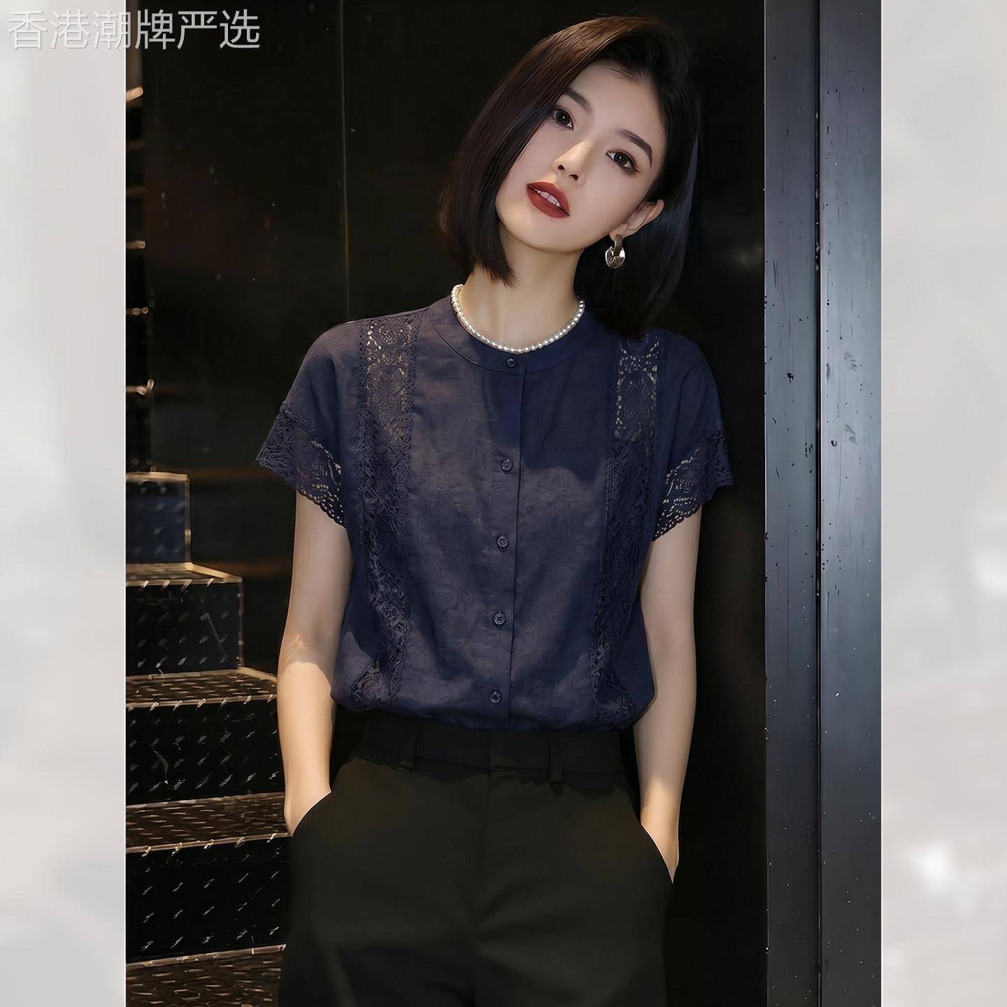 法式文艺休闲职业短袖衬衫女装夏季2026年新款显瘦高级感上衣衬衫
