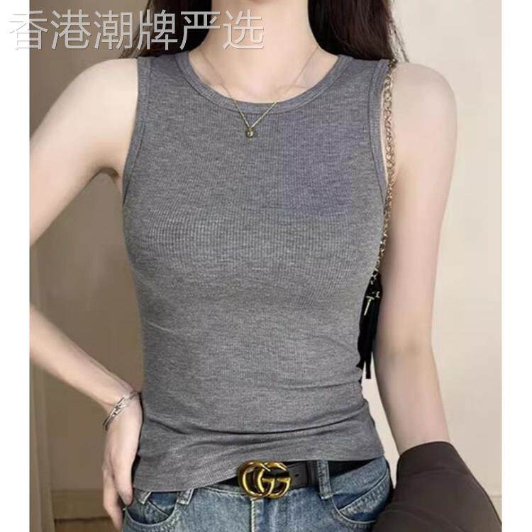 韩国花灰色小吊带背心女内搭春秋无袖遮副乳上衣女新款西装打底衫