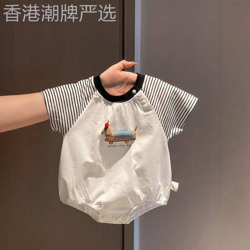 法国BADNUT婴儿夏季2026新款薄款包屁衣短袖宝宝婴儿连身服外出爬