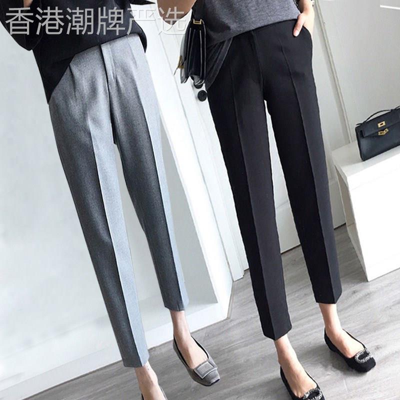 西装哈伦裤女春秋九分高腰2025新款宽松烟管直筒罗卜工装休闲夏季