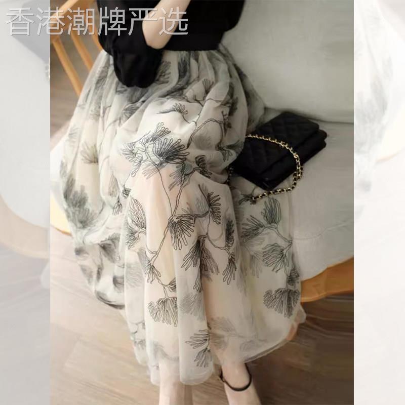 绝美碎花小裙子高级感夏季新款女装轻熟风垂感高腰显瘦网纱半身裙