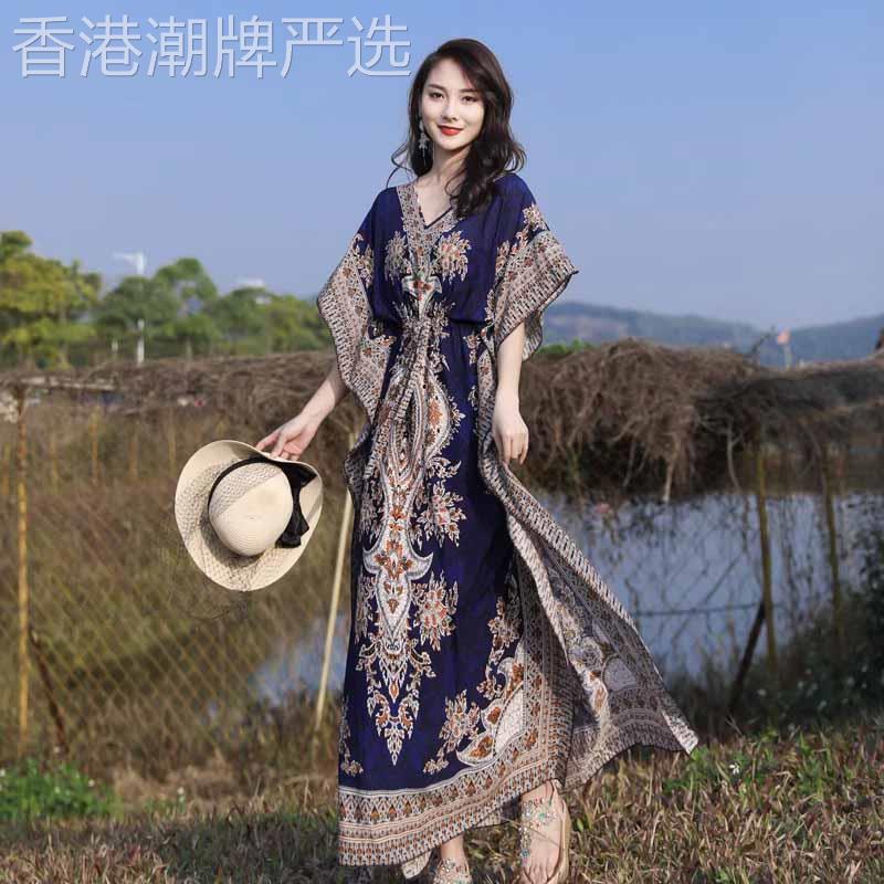 潮牌三亚海边度假沙滩裙异域风连衣裙云南大理旅游波西米亚风长裙