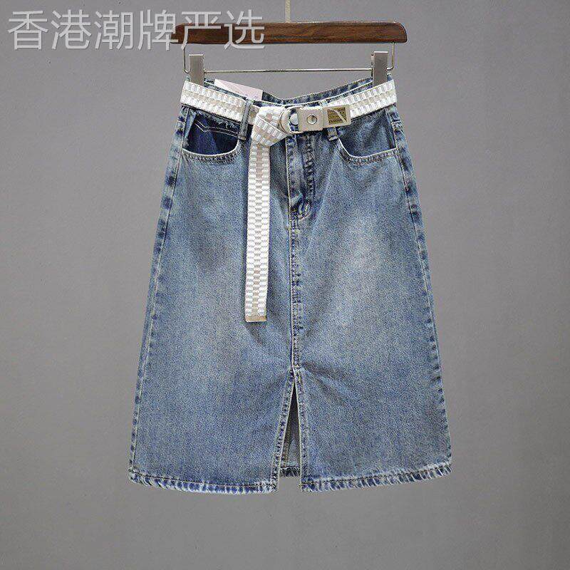 高腰牛仔裙女夏季2026新款高级感中长版a字半身裙包臀百搭裙子潮