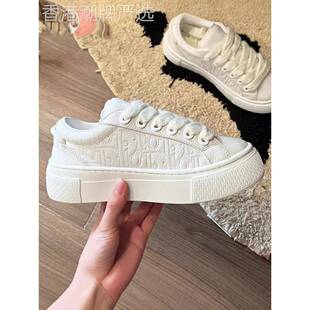 字母印花满印厚底百搭女鞋ins时尚板鞋系带新款潮流舒适休闲鞋