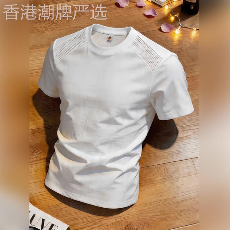 轻奢夏季网眼透气速干短袖男士运动正肩T恤户外轻薄凉感训练半袖