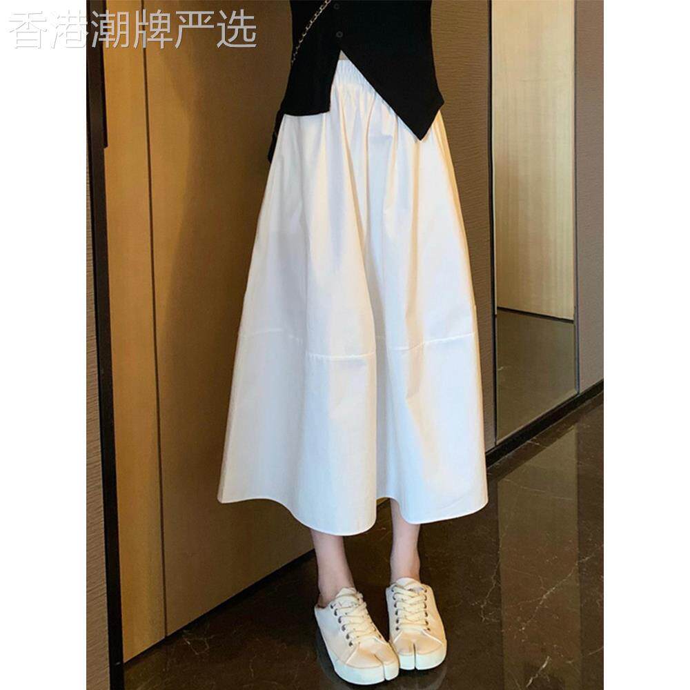 法式气质白色半身裙女春季2026新款高腰小个子蓬蓬a字裙显瘦伞裙