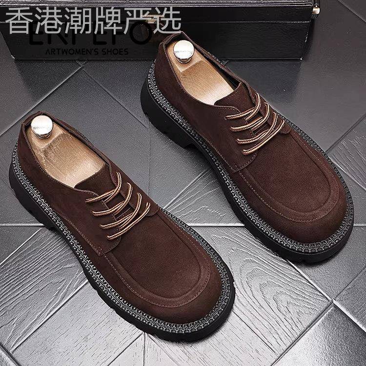 ENPEFO2026年新款男鞋皮鞋英伦风商务休闲复古磨砂皮中大头鞋子